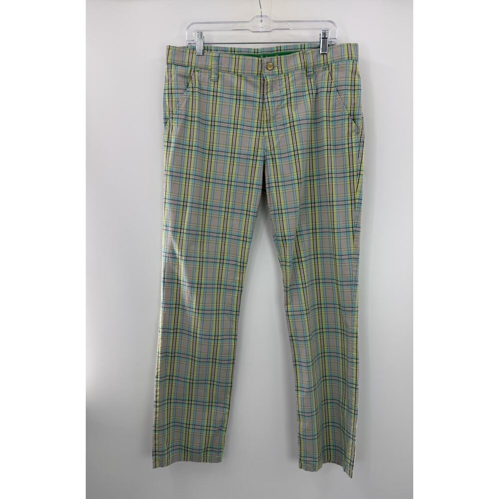 Alberto Golf Pants Plaid Cotton Blend Modern Fit Sporty Check ( Size 50) 34X32